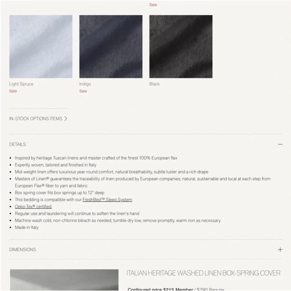 Restoration Hardware Italian vintage washed king box spring cover❤️❤️❤️❤️